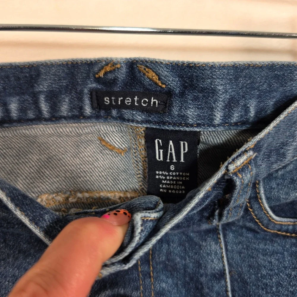 Gap‎ Denim Skirt Girls 6 Blue Y2K Vintage Preppy Minimalist 2001 Stretch